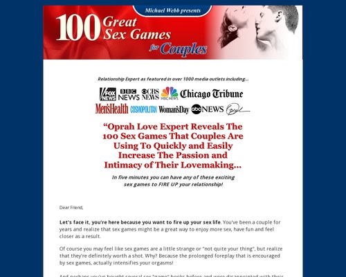 100 Great Sex Games For Couples by Michael Webb, Oprah Love Expert
